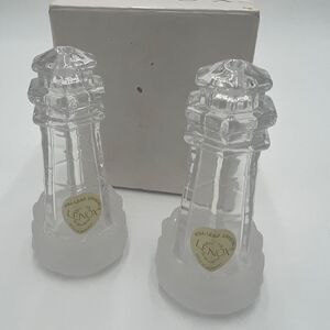Lenox Crystal Lighthouse Salt and Pepper Shakers with Box